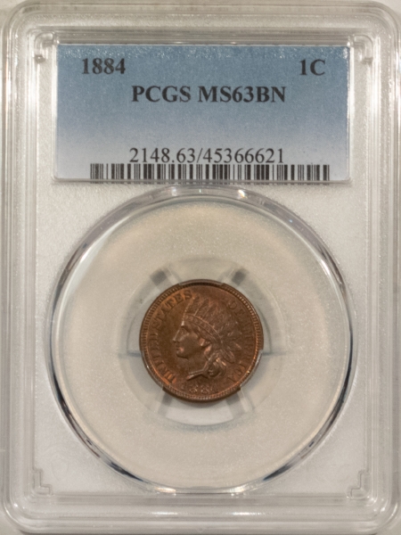 Indian 1884 INDIAN HEAD CENT – PCGS MS-63 BN, PRETTY & PQ!