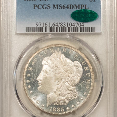 CAC Approved Coins 1885-CC MORGAN DOLLAR PCGS MS-64 DMPL, CAC! BLACK & WHITE DEEP MIRROR PROOFLIKE