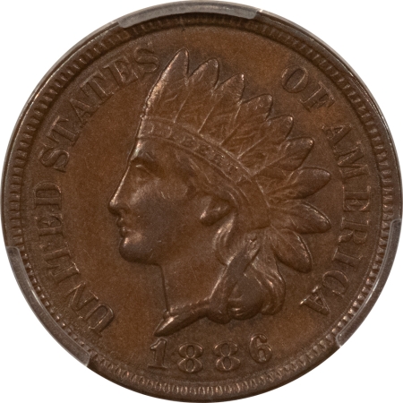 Indian 1886 INDIAN 1c, VARIETY 2, PCGS AU-55, GLOSSY NEAR UNCIRCULATED EXAMPLE & PQ!