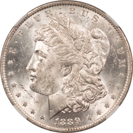 Dollars 1889-O MORGAN DOLLAR, NGC MS-62, ORIGINAL WHITE & WITH LIVELY LUSTER!