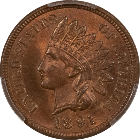 Indian 1891 INDIAN HEAD CENT – PCGS MS-64 BN, PRETTY & NEARLY GEM!