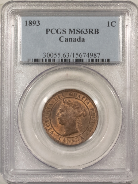 New Certified Coins 1893 CANADA LARGE CENT, KM-7 – PCGS MS-63 RB