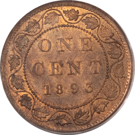 New Certified Coins 1893 CANADA LARGE CENT, KM-7 – PCGS MS-63 RB