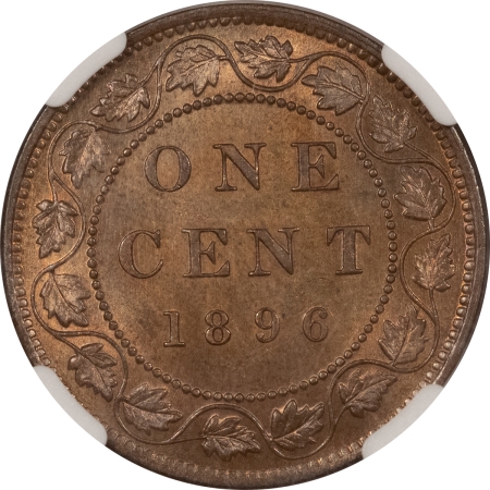 New Certified Coins 1896 CANADA LARGE CENT, KM-7 – NGC MS-63 BN, PQ W/ PROOFLIKE OBVERSE!
