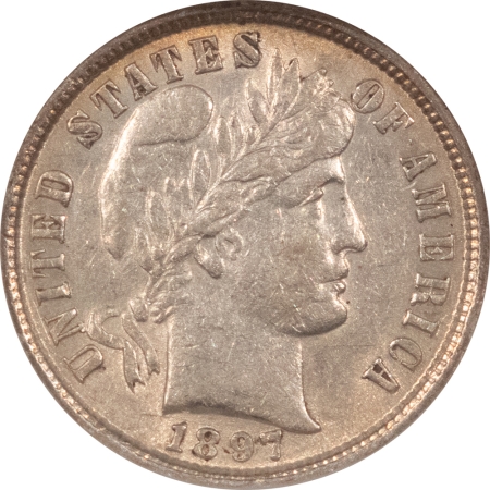 Barber Dimes 1897 BARBER DIME, NGC AU-55; FRESH FROM A BARBER DIME SET