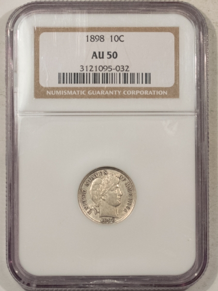 Barber Dimes 1898 BARBER DIME, NGC AU-50; FRESH FROM A BARBER DIME COLLECTION