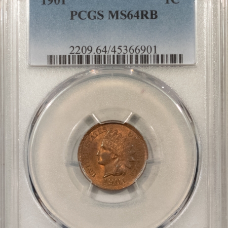 New Store Items 1901 INDIAN CENT – PCGS MS-64 RB, FRESH ORIGINAL LUSTER!