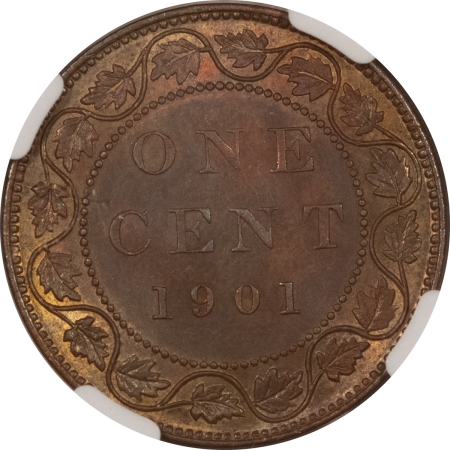 New Certified Coins 1901 CANADA LARGE CENT, KM-7 – NGC MS-63 BN, PRETTY!
