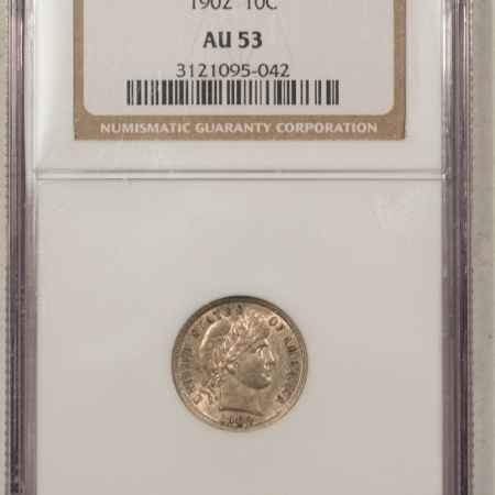 New Store Items 1902 BARBER DIME, NGC AU-53; FRESH FROM A BARBER DIME SET