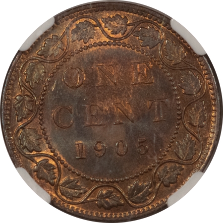 New Certified Coins 1905 CANADA LARGE CENT, KM-8 – NGC MS-63 BN, PRETTY & PQ!