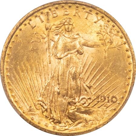 $20 1910 $20 ST GAUDENS GOLD – PCGS MS-63, LUSTROUS & CHOICE!