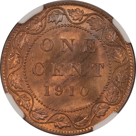 New Certified Coins 1910 CANADA LARGE CENT, KM-8 – NGC MS-64 RB, LOTS OF RED!