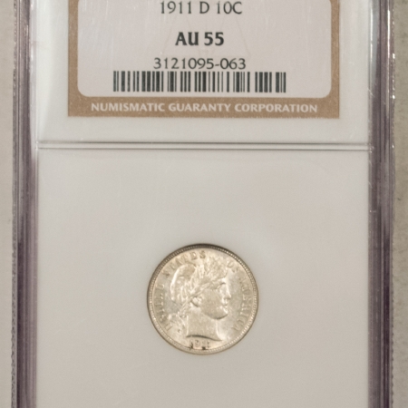 New Store Items 1911-D BARBER DIME, NGC AU-55; FRESH FROM A BARBER DIME SET