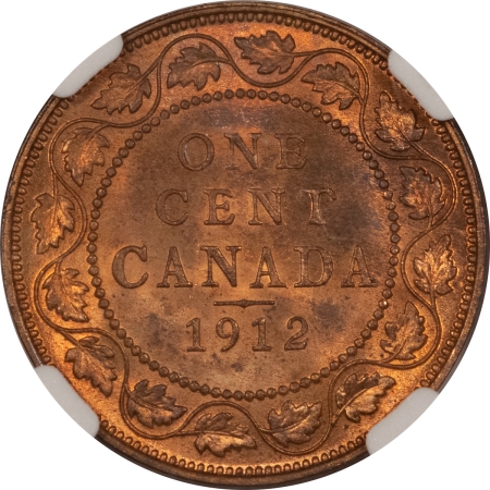 New Certified Coins 1912 CANADA LARGE CENT, KM-21 – NGC MS-65 RB, GEM & VERY SCARCE AS SUCH!