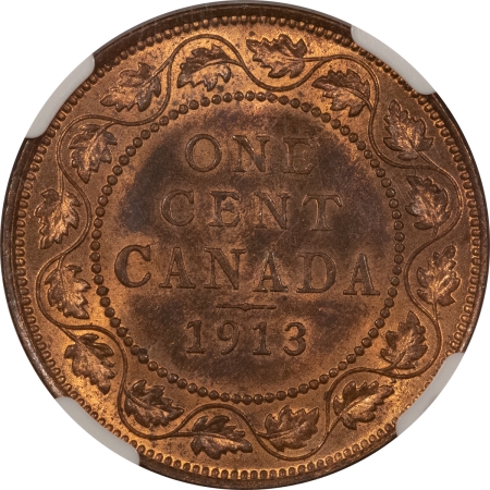 New Certified Coins 1913 CANADA LARGE CENT, KM-21 – NGC MS-64 RB