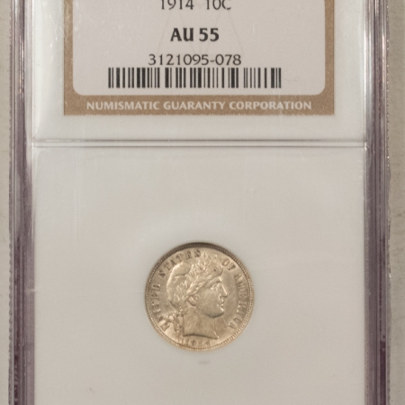New Store Items 1914 BARBER DIME, NGC AU-55; FRESH FROM A BARBER DIME SET