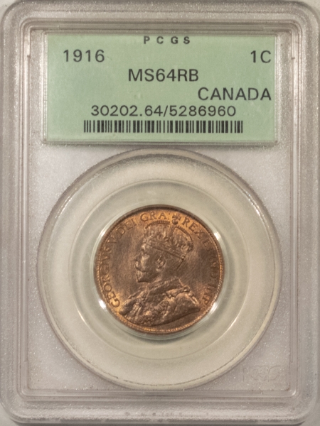 New Store Items 1916 CANADA LARGE CENT, KM-21 – PCGS MS-64 RB, OGH, PQ!