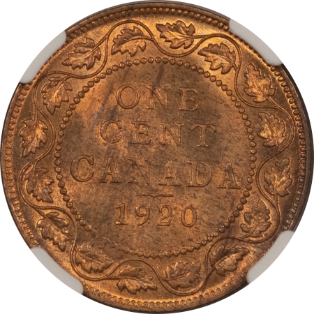 New Certified Coins 1920 CANADA LARGE CENT, KM-21 – NGC MS-64 RB, LAST YEAR ISSUE, BETTER DATE!