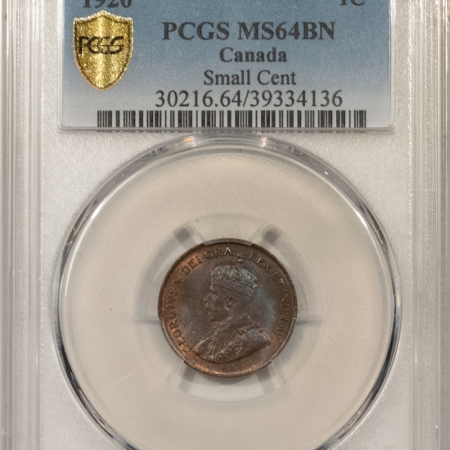 New Store Items 1920 CANADA SMALL CENT, KM-28 – PCGS MS-64 BN, REALLY PRETTY!
