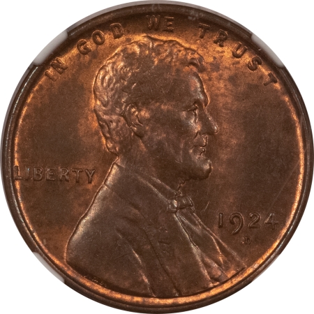 Lincoln Cents (Wheat) 1924-D LINCOLN CENT, NGC MS-64 RB, VERY TOUGH & UNDERRATED DATE-ORIGINAL EXAMPLE