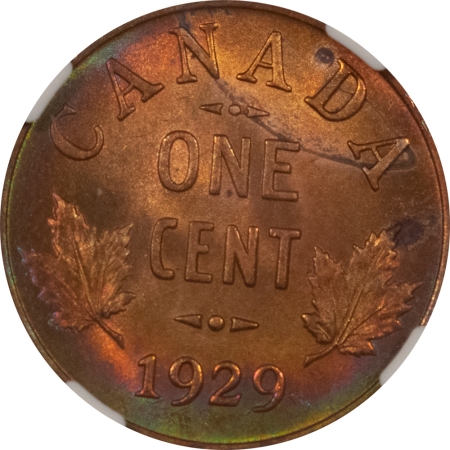 New Certified Coins 1929 CANADA SMALL CENT, KM-28 – NGC MS-63 RB, GORGEOUS COLOR!