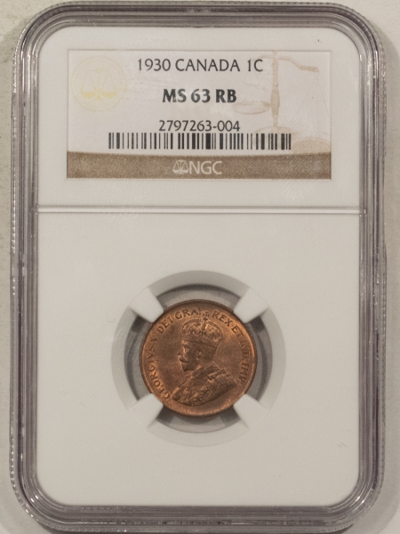 New Certified Coins 1930 CANADA SMALL CENT, KM-28 – NGC MS-63 RB, SCARCE DATE!