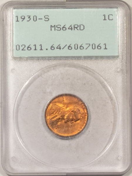 Lincoln Cents (Wheat) 1930-S LINCOLN CENT, PCGS MS-64 RD; BLAZING RED & PQ; RATTLER!