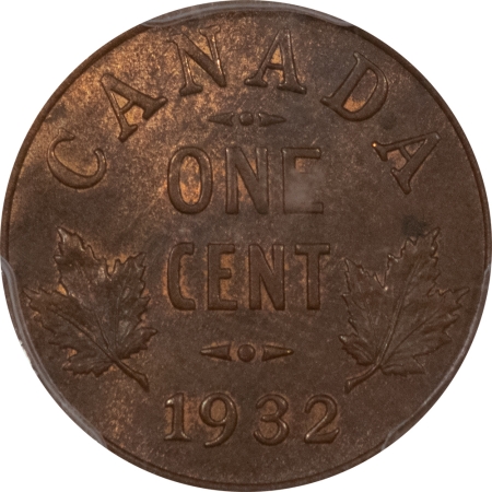 Other Numismatics 1932 CANADA SMALL CENT, KM-28 – PCGS MS-64+ BN, NEARLY GEM!