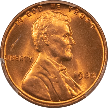 Lincoln Cents (Wheat) 1933 LINCOLN CENT, PCGS MS-65 RD; A SPARKLING, FIERY RED GEM-FROM ORIGINAL ROLL!