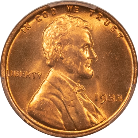 Lincoln Cents (Wheat) 1933 LINCOLN CENT, PCGS MS-65 RD; A SPARKLING, FIERY RED GEM-FROM ORIGINAL ROLL!