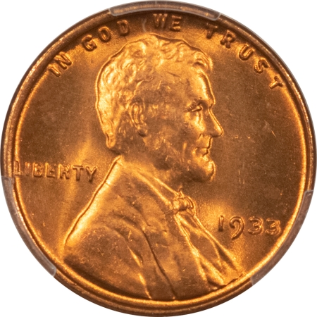 Lincoln Cents (Wheat) 1933 LINCOLN CENT, PCGS MS-65 RD; A SPARKLING, FIERY RED GEM-FROM ORIGINAL ROLL!