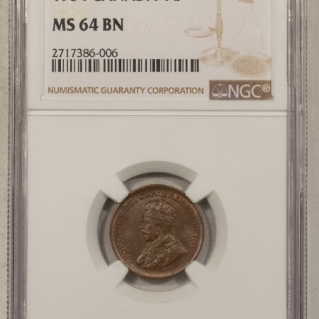 Other Numismatics 1934 CANADA SMALL CENT, KM-28 – NGC MS-64 BN, PQ & VIRTUALLY GEM!