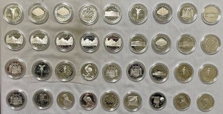 New Store Items 1983-1993 COMMEMORATIVE SILVER DOLLARS, WHOLESALE LOT OF 36 PROOFS, GEM IN CAPS