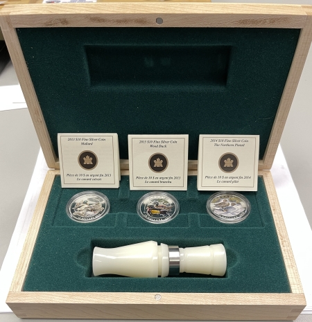 New Store Items 2013 CANADA $10 SILVER DUCKS OF CANADA 1/2 OZ 3 COIN SET W/ DUCK CALL GEM PR OGP