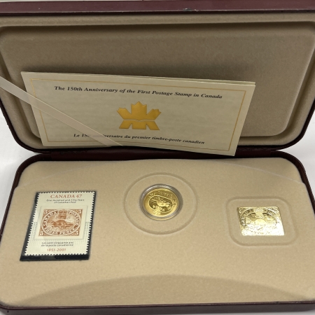New Certified Coins 2001 CANADA 150TH ANNIVERSARY OF FIRST POSTAGE STAMP 3 CENT COIN & STAMP SET OGP