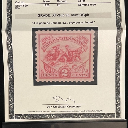 SCOTT #629 2c CARMINE-ROSE, PSE XF-SUPERB 95, MINT OGPH-CAT $55