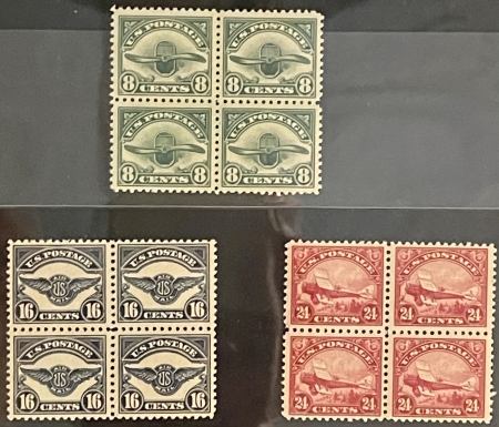 Air Post Stamps SCOTT #C-4 TO C-6, BLOCKS OF 4, MOG-NH (2 STAMPS HINGED), BRIGHT VF+, CAT $1015