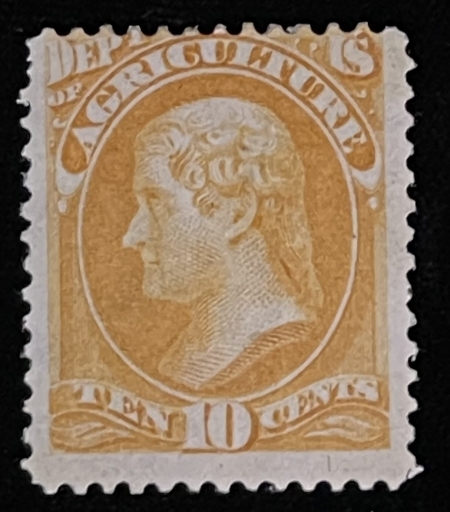 Official Stamps SCOTT #O-5, 10c YELLOW, MOG-HINGED, FINE, BRIGHT COLOR – CATALOG VALUE $525!