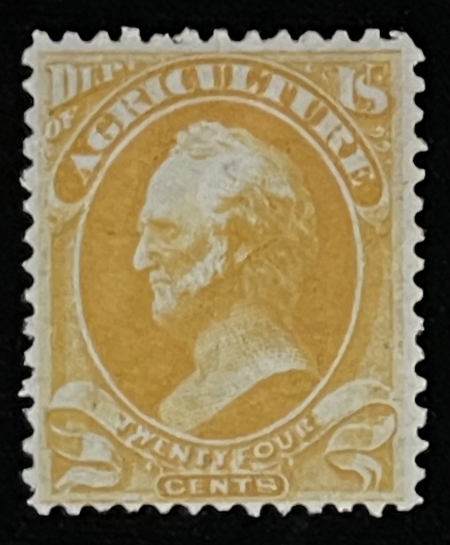 Official Stamps SCOTT #O-8, 24c YELLOW, MNG, VF CENTER, SATURATED COLOR, PRETTY STAMP – CAT $225