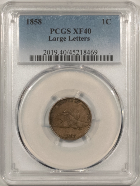 Flying Eagle 1858 FLYING EAGLE CENT, LARGE LETTERS – PCGS XF-40