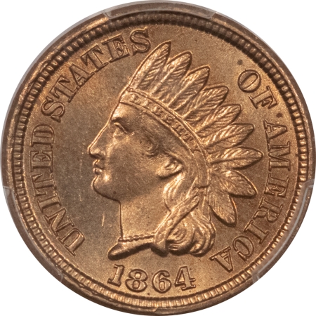 Indian 1864 INDIAN CENT, COPPER-NICKEL – PCGS MS-64, LUSTROUS & PREMIUM QUALITY!