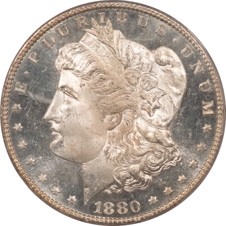 Morgan Dollars 1880-S MORGAN DOLLAR – PCGS MS-65 DMPL, FROSTY HEADLIGHT, OLD GREEN HOLDER!