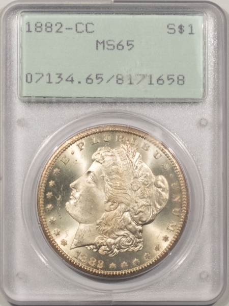 Morgan Dollars 1882-CC MORGAN DOLLAR – PCGS MS-65, PREMIUM QUALITY, RATTLER!