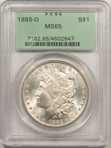 Morgan Dollars 1885-O MORGAN DOLLAR – PCGS MS-65 LOOKS 66! WHITE, OLD GREEN HOLDER & PQ!