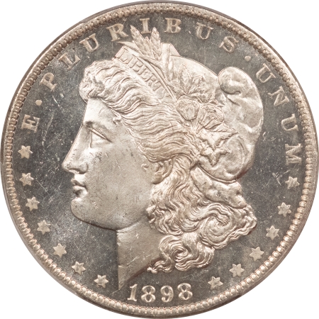 CAC Approved Coins 1898-O MORGAN DOLLAR – PCGS MS-65 DMPL CAC APPROVED, BLACK & WHITE PQ, VERY DEEP