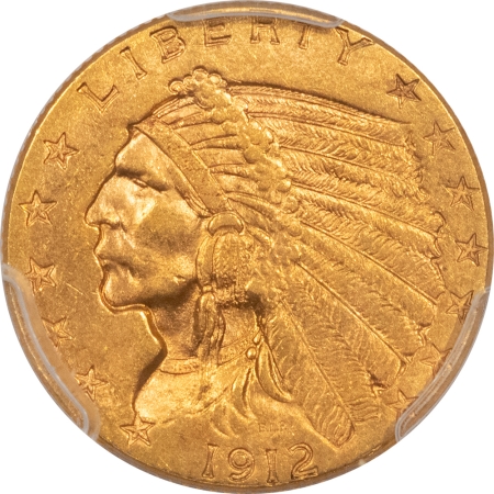 $2.50 1912 $2.50 INDIAN HEAD GOLD – PCGS MS-61, MARK FREE & NICE!