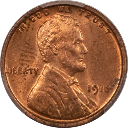 Lincoln Cents (Wheat) 1913 LINCOLN CENT – PCGS MS-63 RD, FULLY RED!