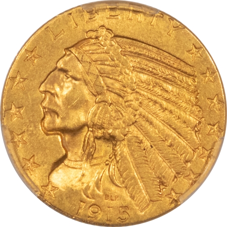 $5 1915 $5 INDIAN HEAD GOLD – PCGS MS-62, ORIGINAL & PLEASING!