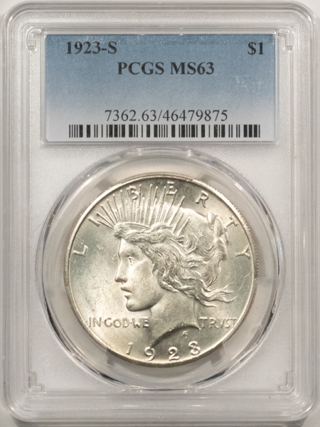 New Certified Coins 1923-S PEACE DOLLAR – PCGS MS-63, BLAST WHITE & PREMIUM QUALITY!