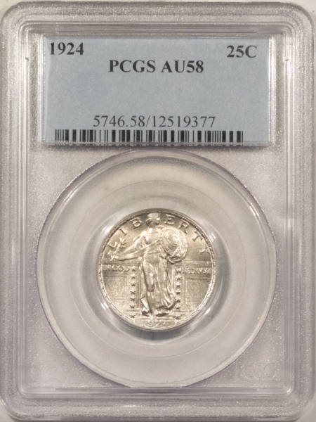 New Certified Coins 1924 STANDING LIBERTY QUARTER – PCGS AU-58, PQ & VIRTUALLY CHOICE QUALITY!